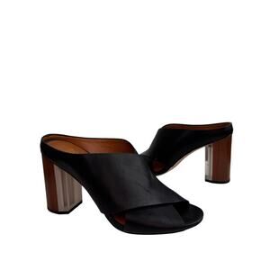 Franco Sarto Clara Womens Sandal 8.5M Black Leather Criss-Cross Strap Block Heel